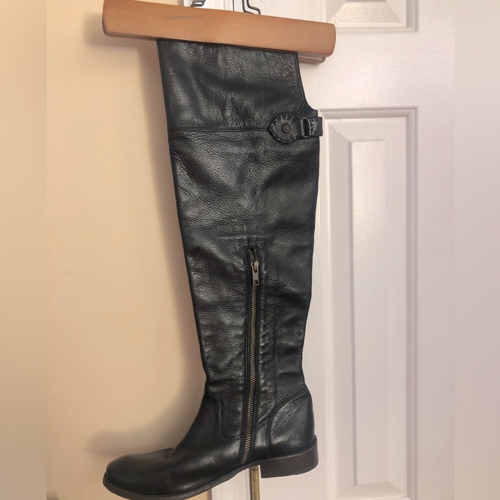 Frye black leather Shirley over the knee boots